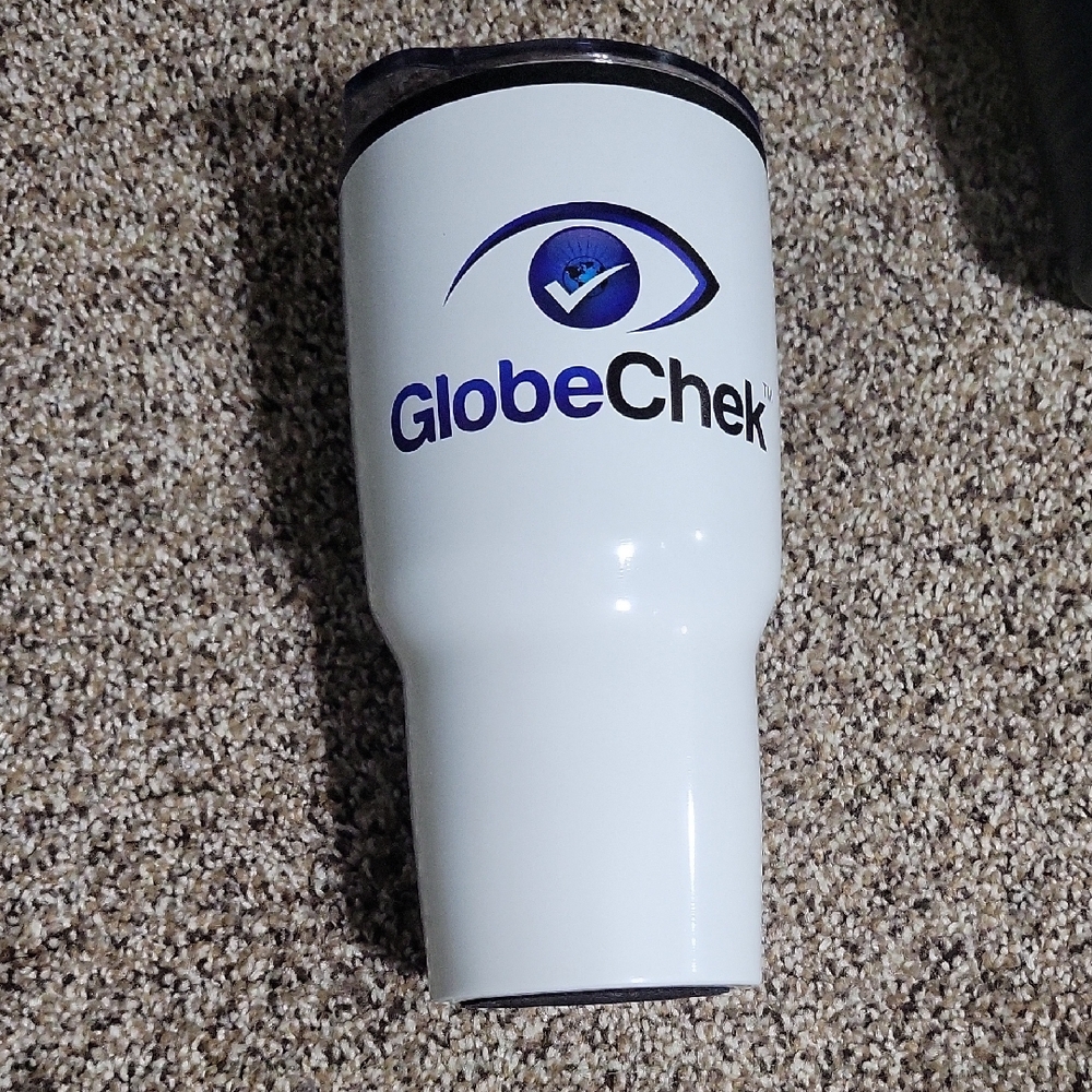 GlobeChek White Travel Tumbler